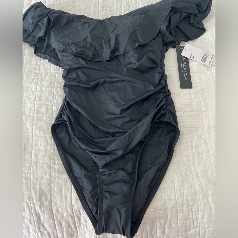 La Blanca Black One-Shoulder Swimsuit